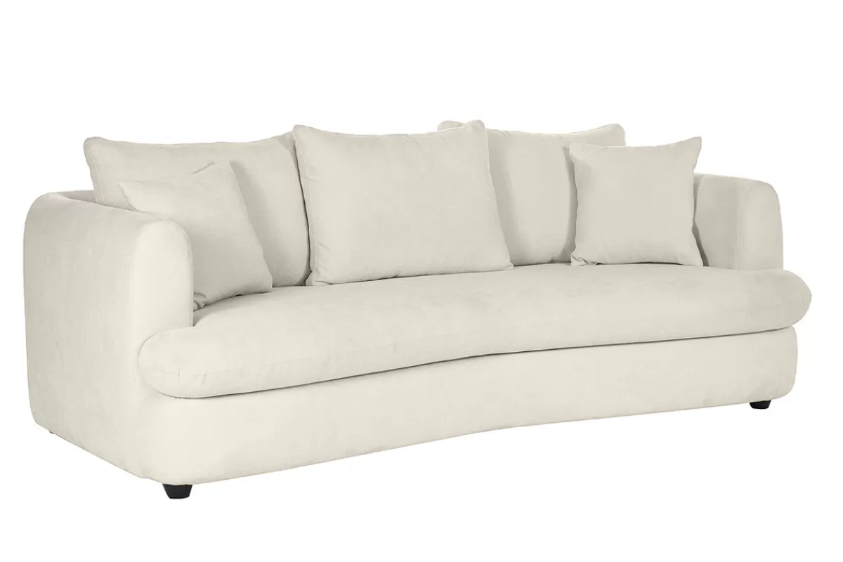 Miliboo Sofá Cama-Sofá cama 3-4 plazas desenfundable con forma de judía de tejido efecto aterciopelado beige claro SACHA