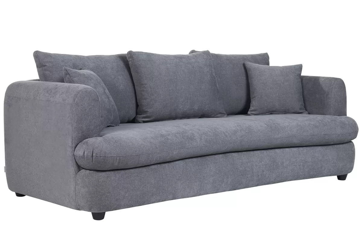 Miliboo Sofá Cama-Sofá cama 3-4 plazas desenfundable con forma de judía de tejido efecto aterciopelado gris antracita SACHA