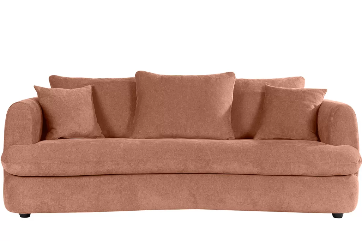Miliboo Sofá Cama-Sofá cama 3-4 plazas desenfundable con forma de judía de tejido efecto aterciopelado terracota SACHA
