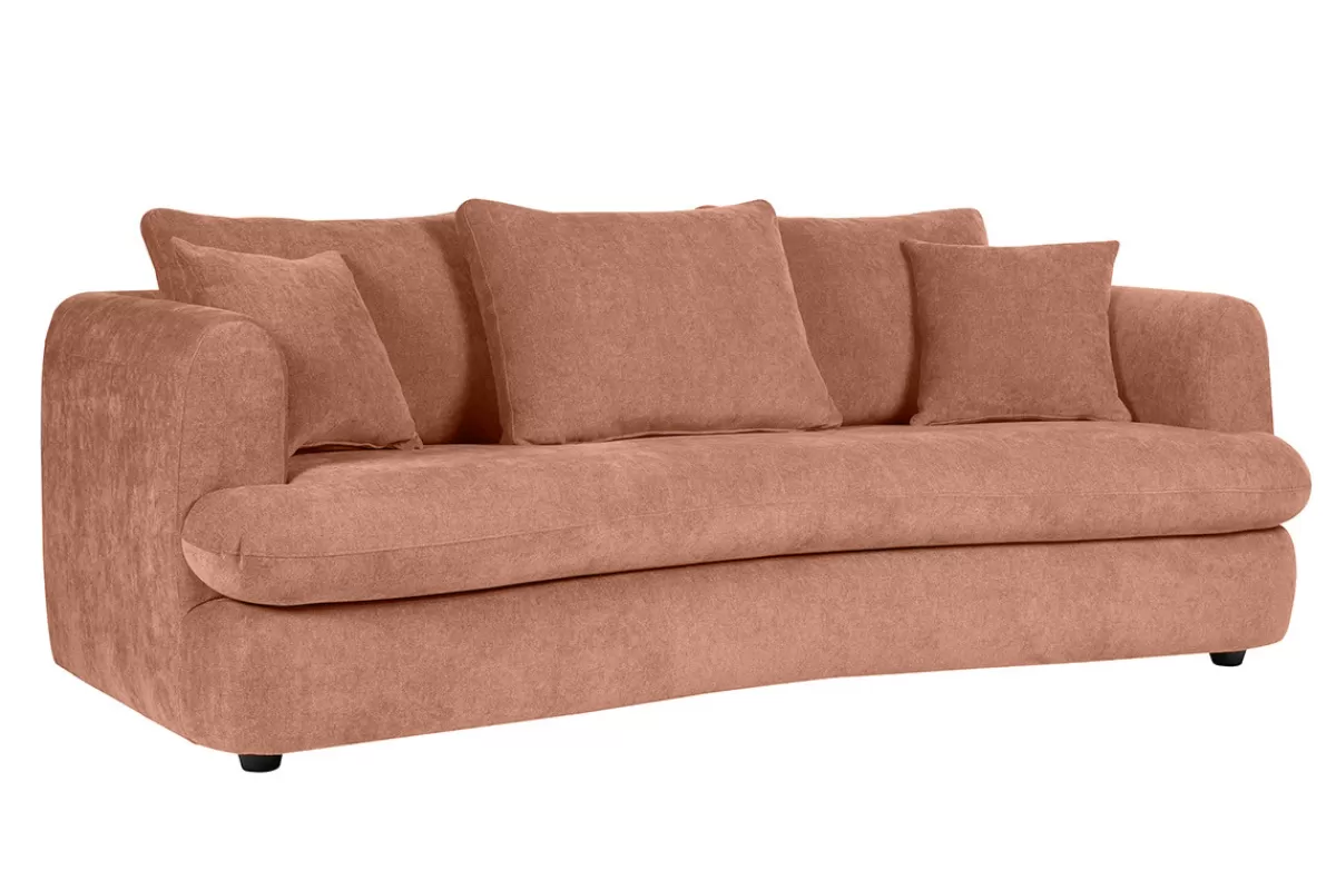 Miliboo Sofá Cama-Sofá cama 3-4 plazas desenfundable con forma de judía de tejido efecto aterciopelado terracota SACHA