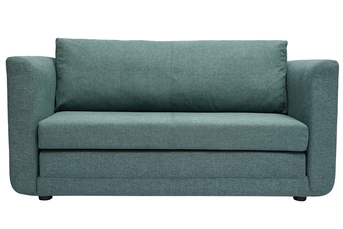 Miliboo Sofá Cama-Sofá cama de 2 plazas de tela verde gris LEON
