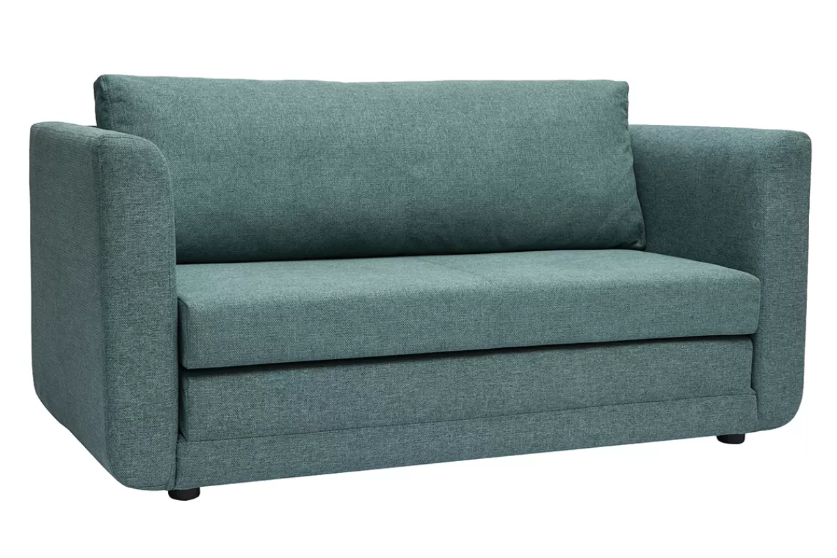 Miliboo Sofá Cama-Sofá cama de 2 plazas de tela verde gris LEON