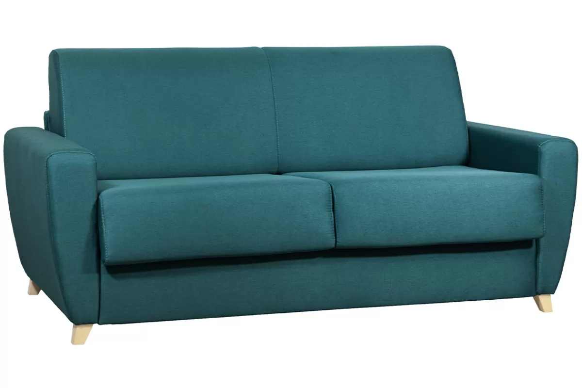 Miliboo Sofá Cama-Sofá cama nórdico azul petróleo con colchón de 18 cm GRAHAM