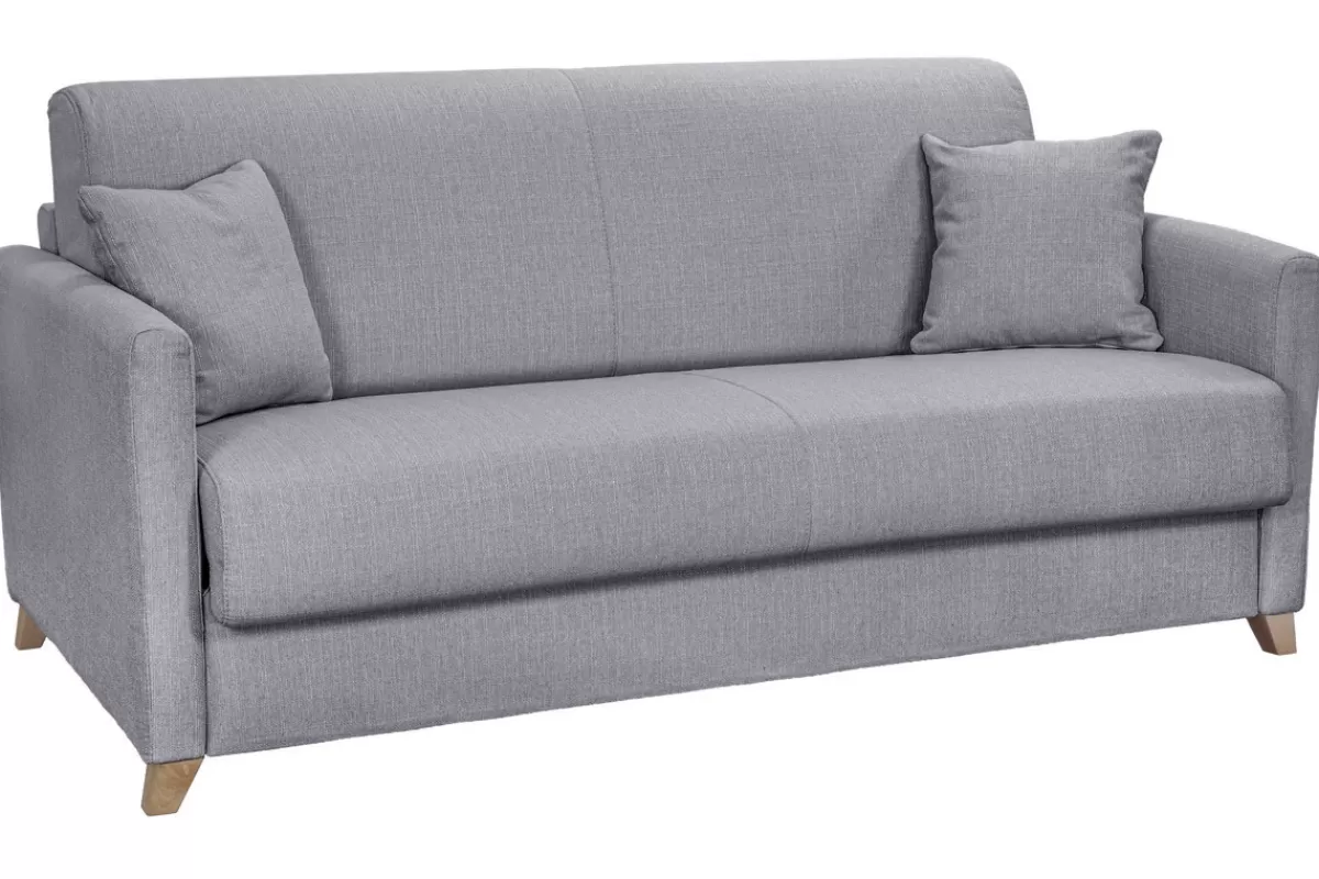 Miliboo Sofá Cama-Sofá cama 3 plazas nórdico gris claro con colchón de 18 cm SKANDY