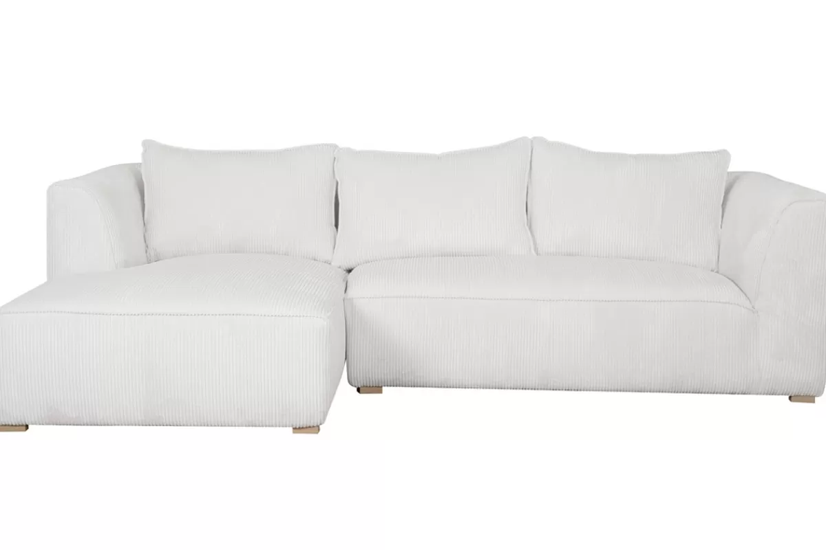 Miliboo Sofá Esquinero-Sofá chaise longue a la izquierda de diseño de pana color crudo 3-4 plazas - PANAM