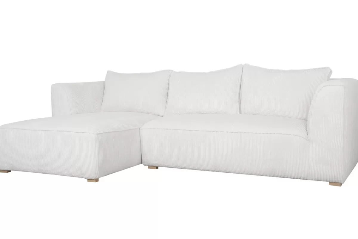 Miliboo Sofá Esquinero-Sofá chaise longue a la izquierda de diseño de pana color crudo 3-4 plazas - PANAM