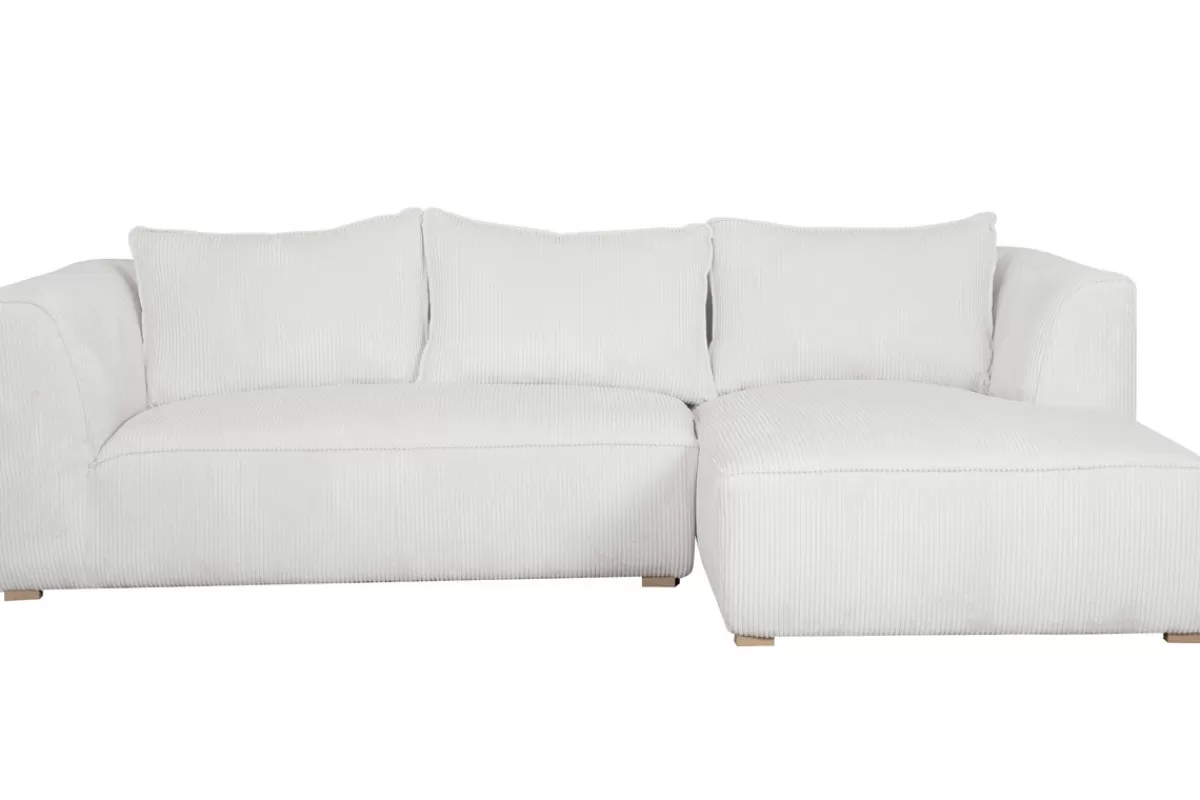 Miliboo Sofá Esquinero-Sofá chaise longue de diseño de pana color crudo 3-4 plazas PANAM