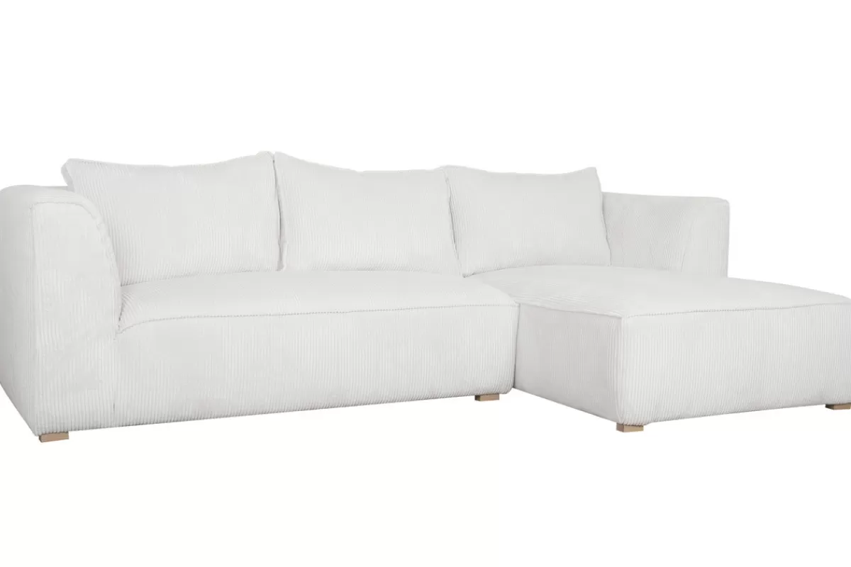 Miliboo Sofá Esquinero-Sofá chaise longue de diseño de pana color crudo 3-4 plazas PANAM