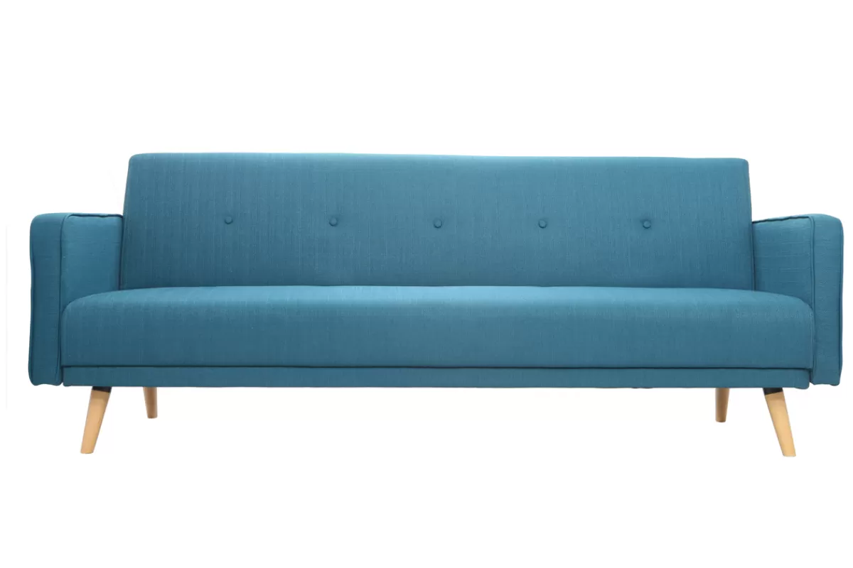 Miliboo Sofá Cama-Sofá convertible 3 plazas diseño escandinavo azul ULLA
