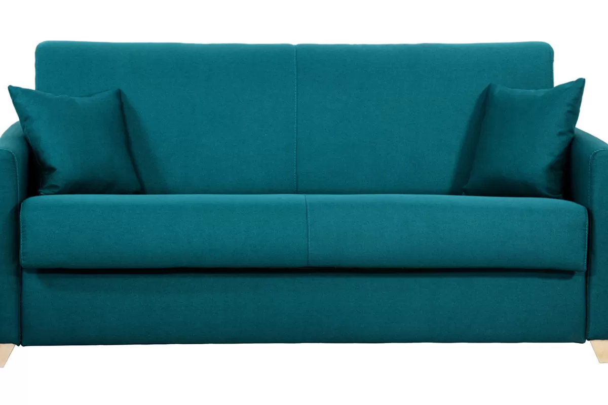Miliboo Sofá Cama-Sofá convertible 3 plazas nórdico azul pavo real SKANDY