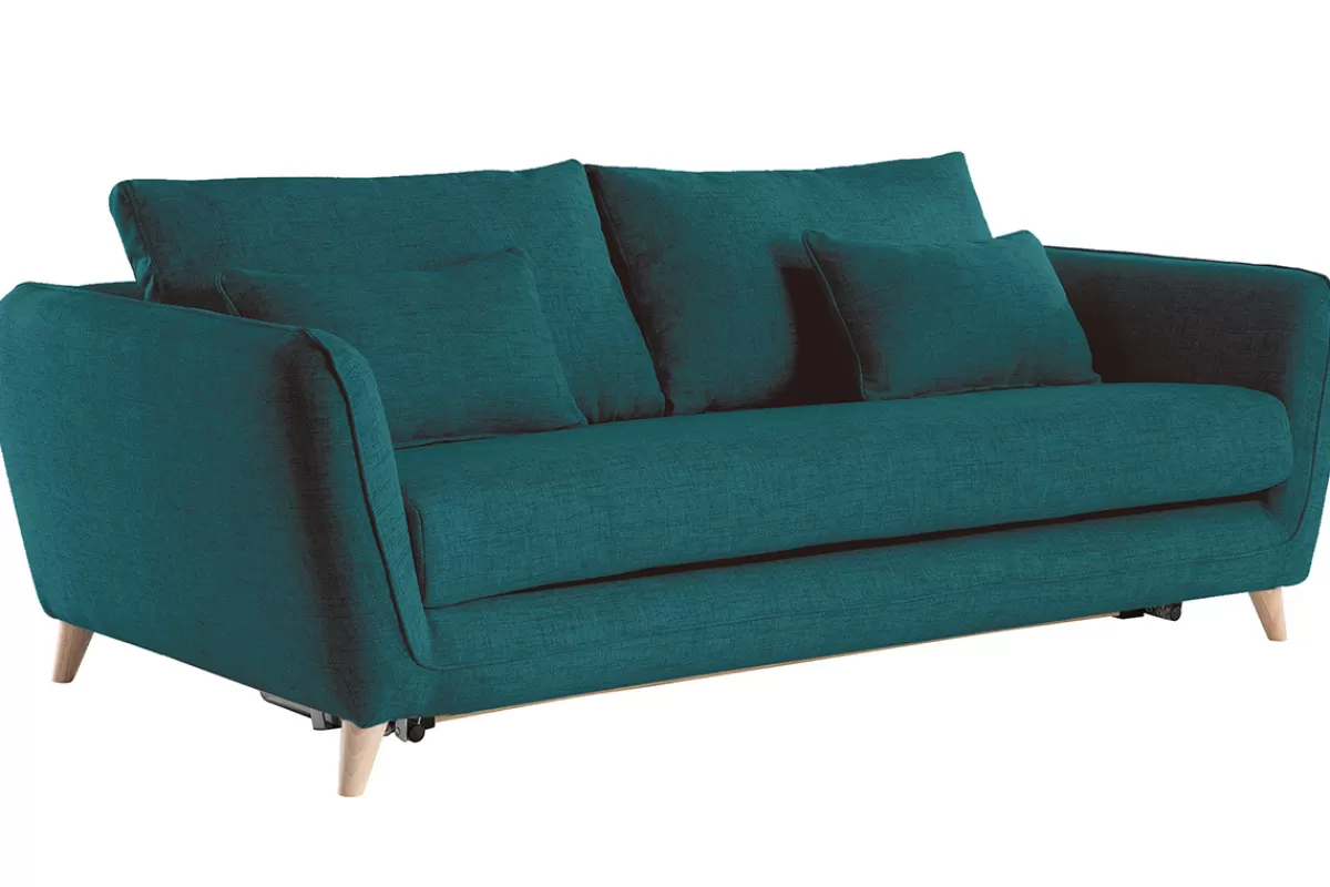 Miliboo Sofá Cama-Sofá convertible nórdico 3 plazas azul petróleo CREEP