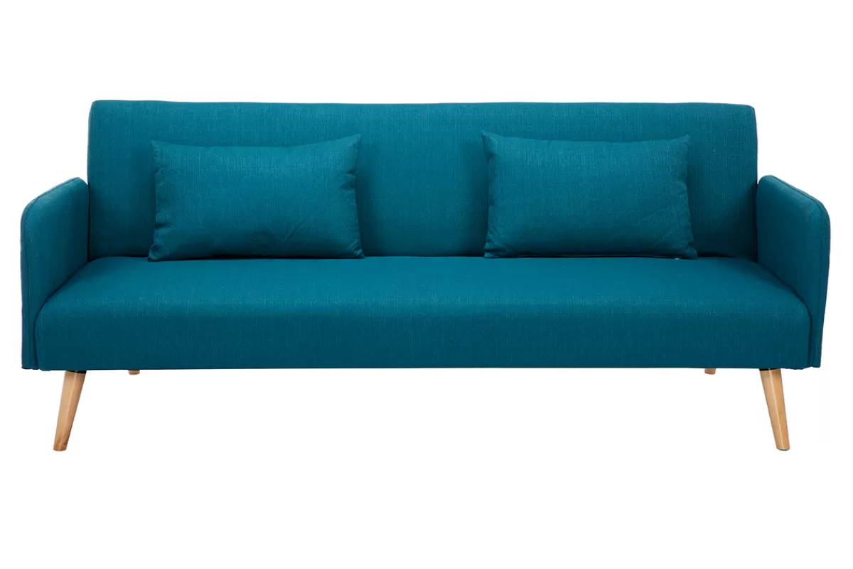 Miliboo Sofá Cama-Sofá convertible nórdico 3 plazas azul petróleo LULA