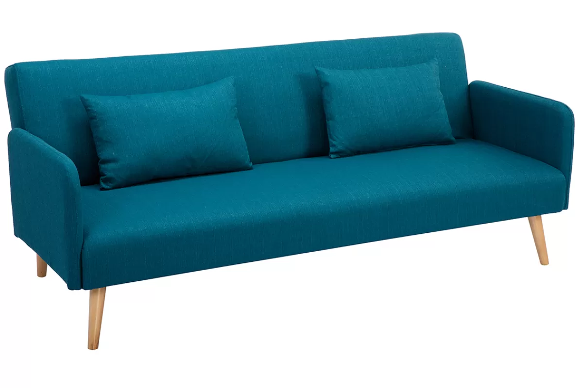 Miliboo Sofá Cama-Sofá convertible nórdico 3 plazas azul petróleo LULA