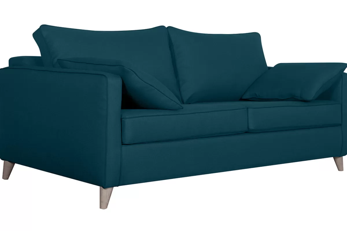 Miliboo Sofá Cama-Sofá convertible nórdico 3 plazas azul petróleo PAPEL
