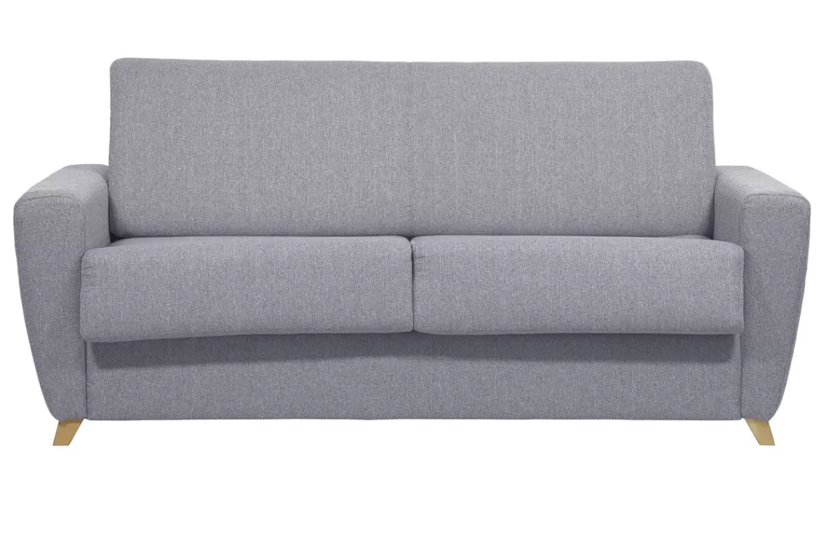 Miliboo Sofá Cama-Sofá convertible nórdico gris claro y madera GRAHAM