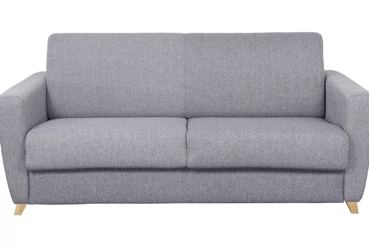 Miliboo Sofá Cama-Sofá convertible nórdico gris claro y madera GRAHAM