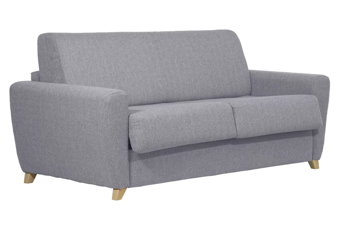 Miliboo Sofá Cama-Sofá convertible nórdico gris claro y madera GRAHAM