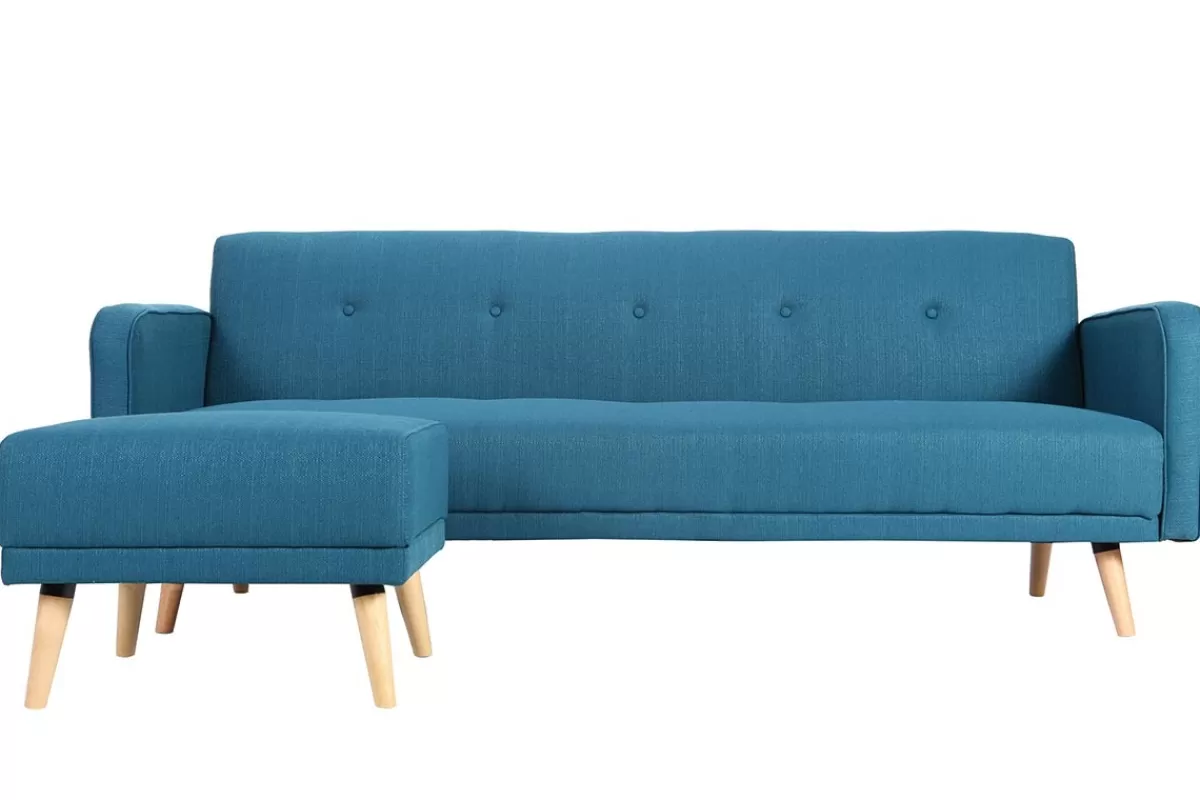 Miliboo Sofá Cama | Sofá Esquinero-Sofá de esquina convertible escandinavo azul ULLA