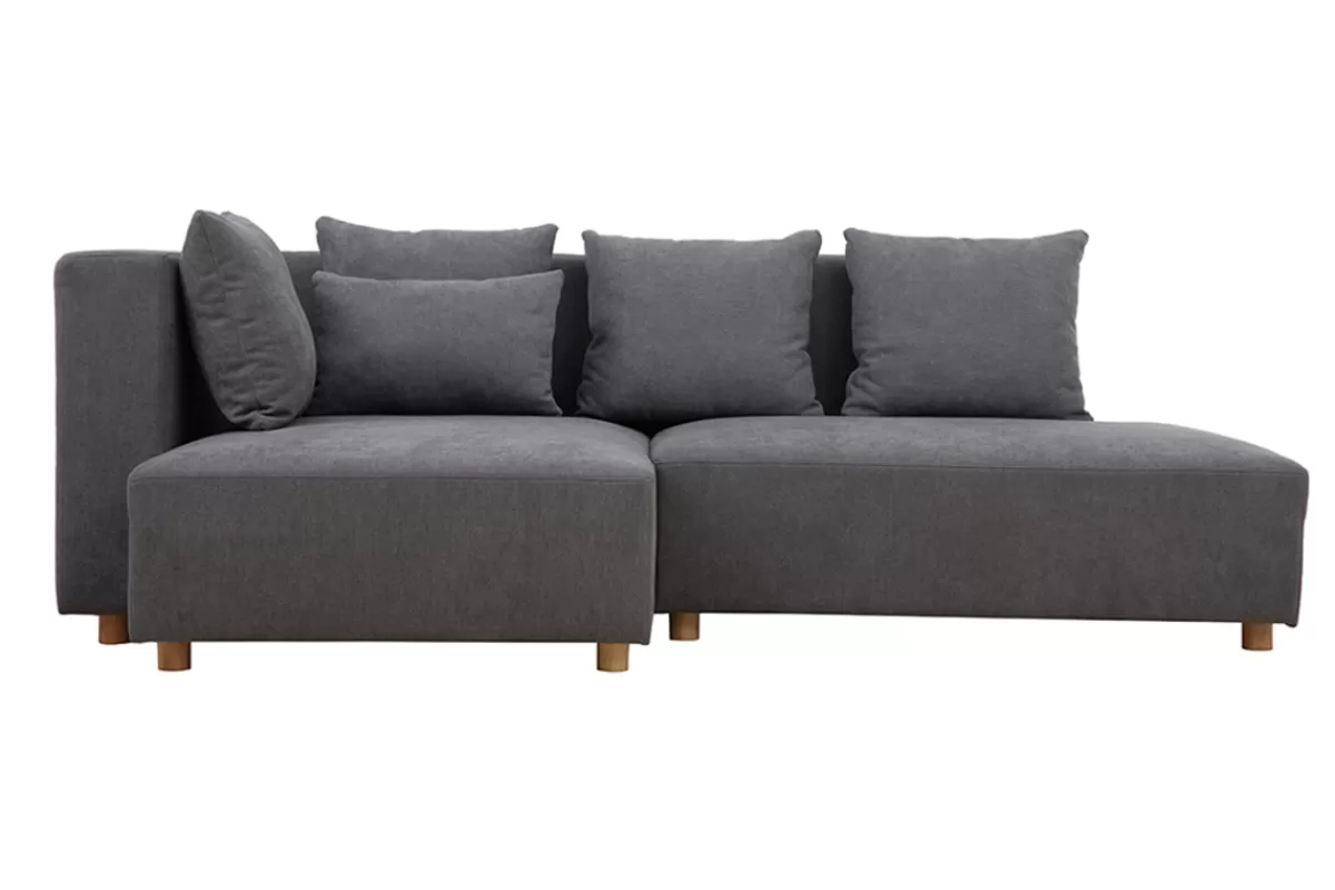 Miliboo Sofá Esquinero-Sofá de esquina efecto terciopelo gris HARLEM