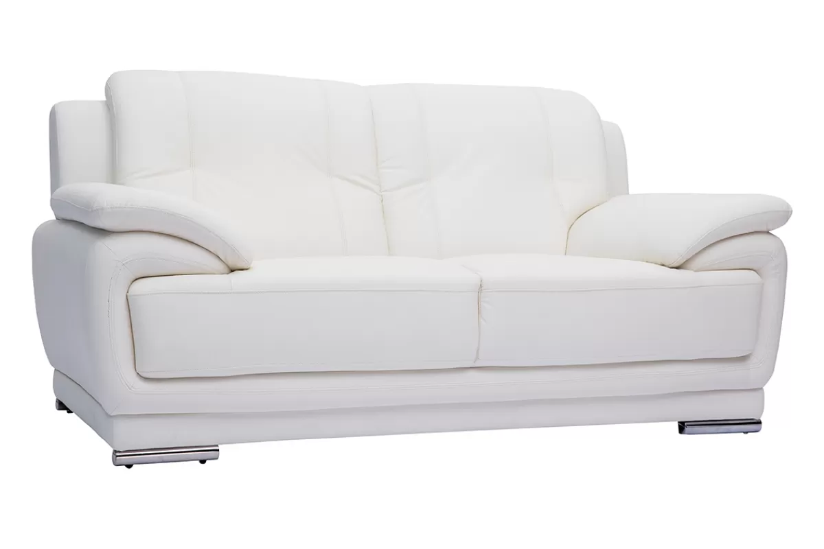 Miliboo Sofá De Cuero-Sofá de piel de búfalo de diseño 2 plazas blanco TAMARA