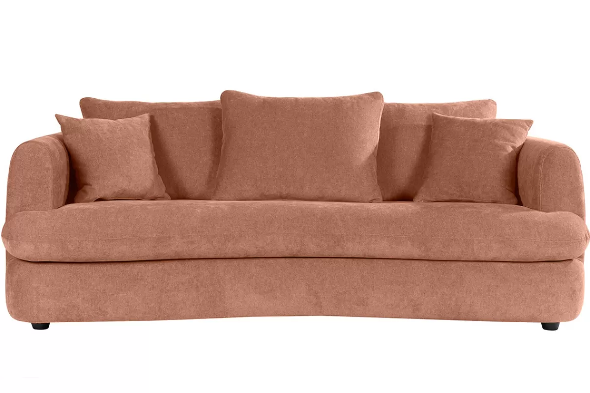 Miliboo Sofá De Diseño-Sofá desenfundable de 3-4 plazas diseño de haba en tela de terciopelo efecto terracota SACHA