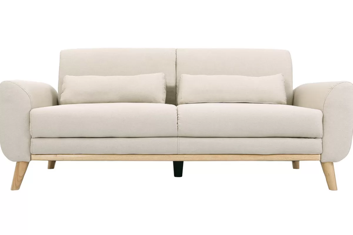 Miliboo Sofá De Diseño-Sofá diseño 3 plazas tejido natural patas roble EKTOR