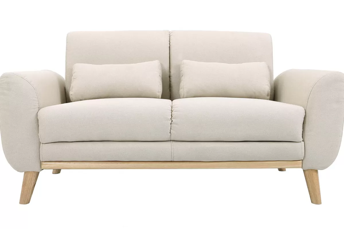 Miliboo Sofá De Diseño-Sofá diseño 2 plazas tejido natural y patas roble EKTOR