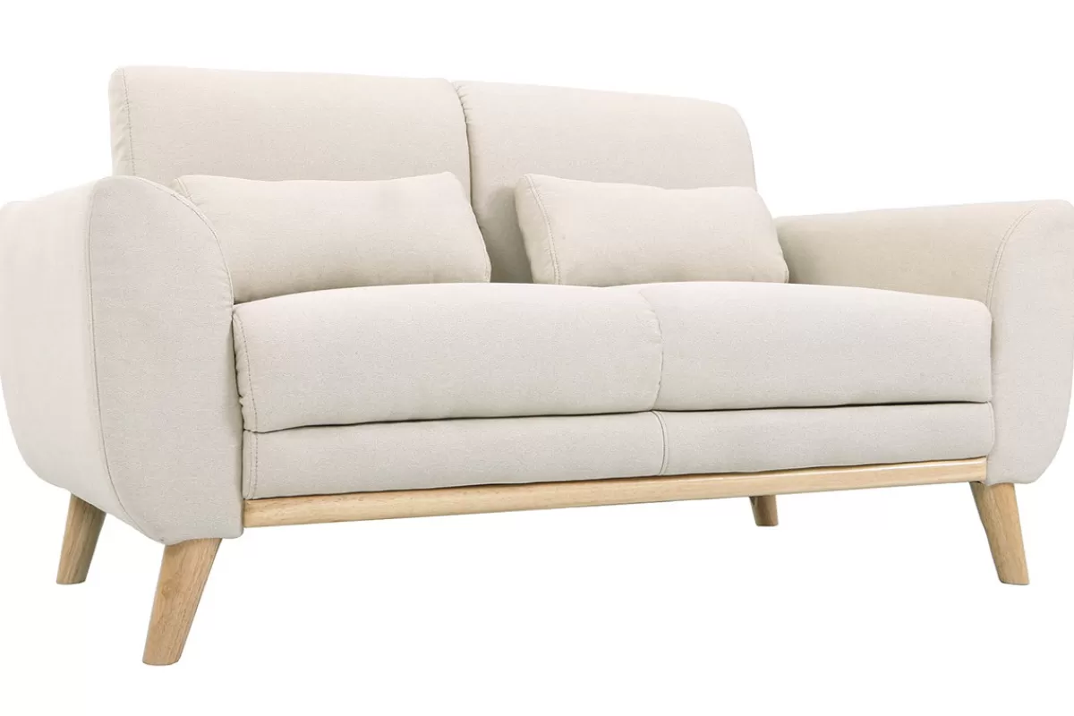 Miliboo Sofá De Diseño-Sofá diseño 2 plazas tejido natural y patas roble EKTOR