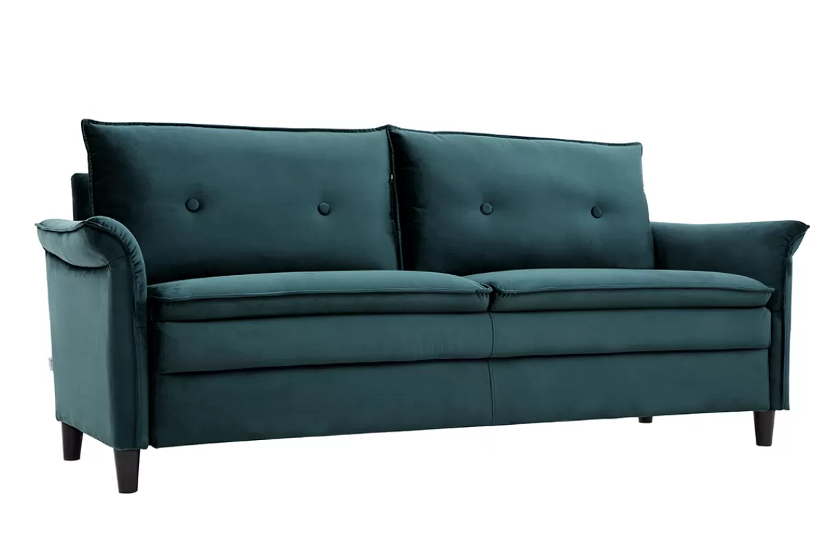 Miliboo Sofá De Diseño-Sofá en terciopelo azul petróleo 3 plazas CLIFF