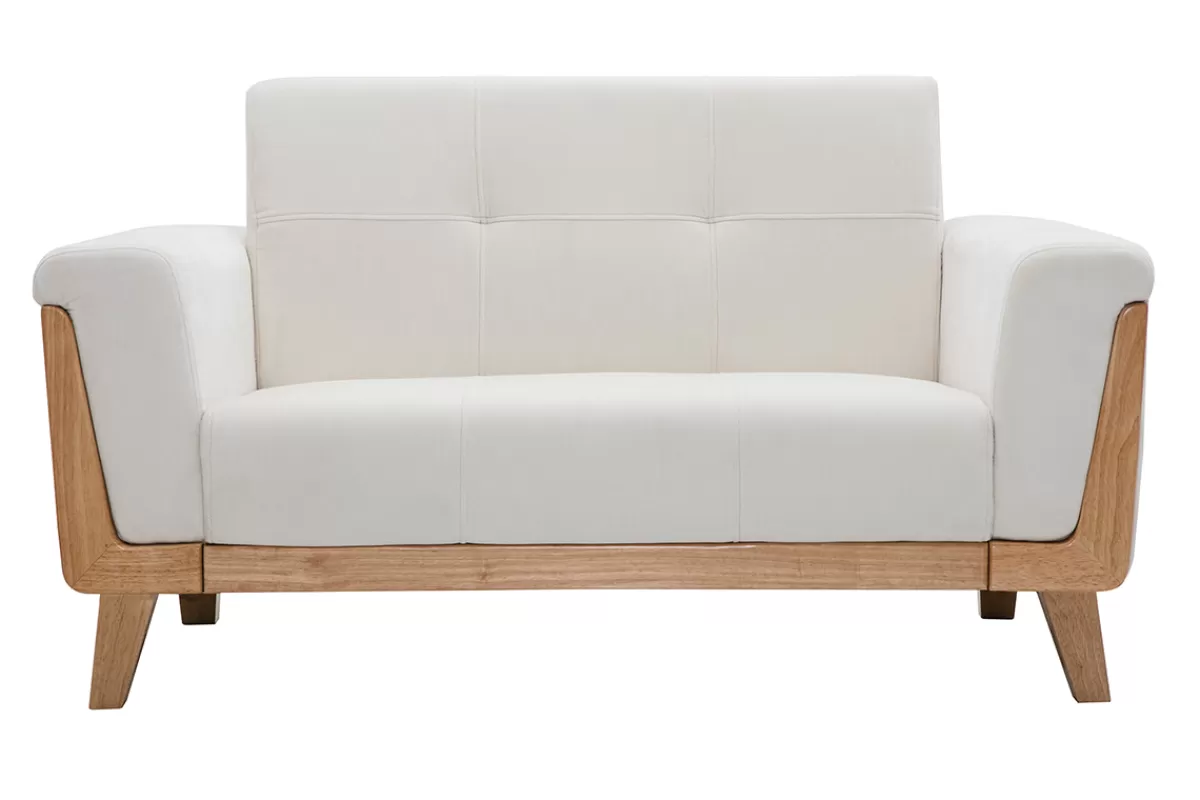 Miliboo Sofá De Diseño-Sofá escandinavo 2 plazas blanco patas madera FJORD