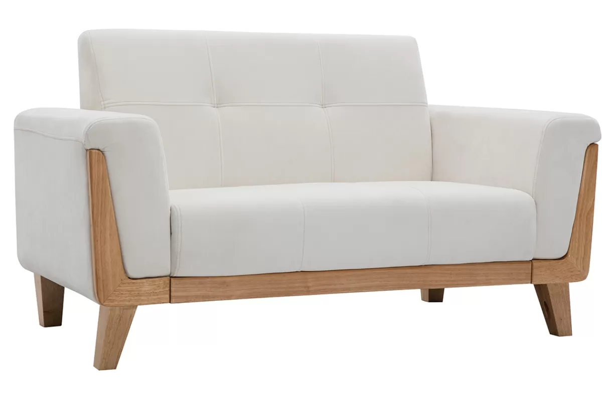 Miliboo Sofá De Diseño-Sofá escandinavo 2 plazas blanco patas madera FJORD