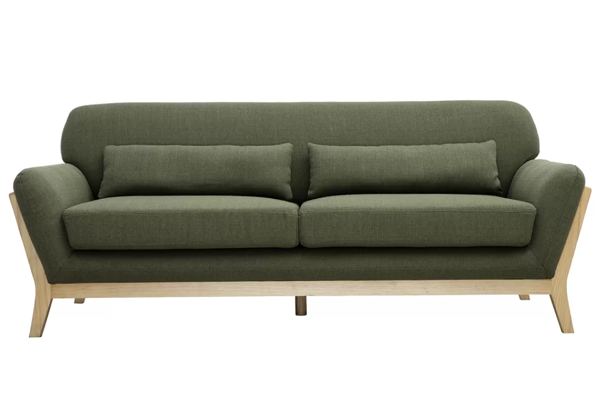 Miliboo Sofá De Diseño-Sofá escandinavo 3 plazas gris patas madera YOKO