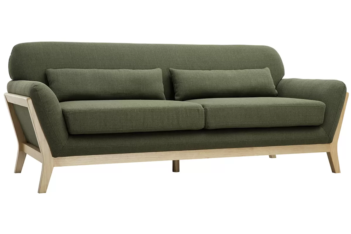 Miliboo Sofá De Diseño-Sofá escandinavo 3 plazas gris patas madera YOKO