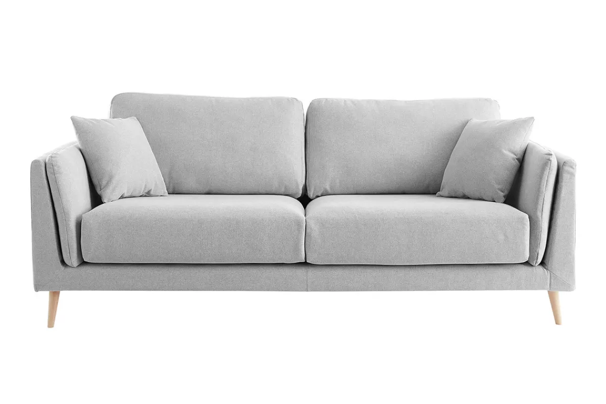 Miliboo Sofá De Diseño-Sofá moderno 3 plazas en tejido gris claro VOGUE