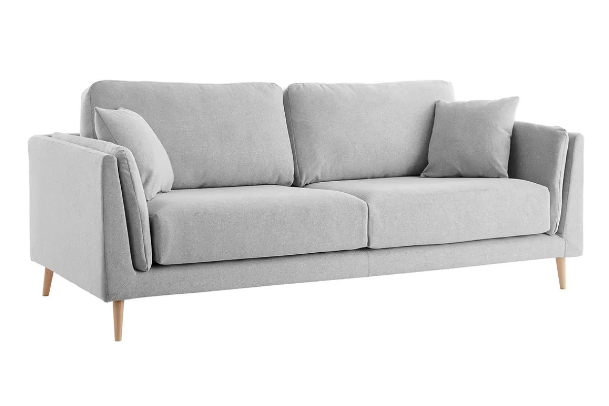 Miliboo Sofá De Diseño-Sofá moderno 3 plazas en tejido gris claro VOGUE