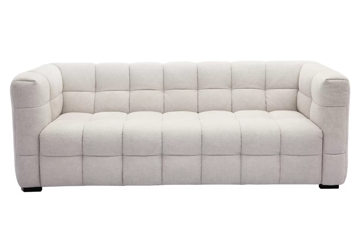 Miliboo Sofá De Diseño-Sofá moderno 3 plazas de tejido efecto aterciopelado texturizado beige CORTO