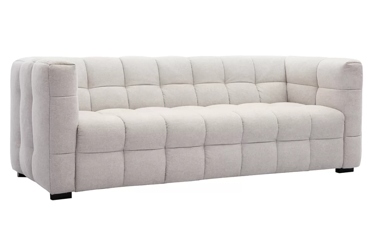 Miliboo Sofá De Diseño-Sofá moderno 3 plazas de tejido efecto aterciopelado texturizado beige CORTO