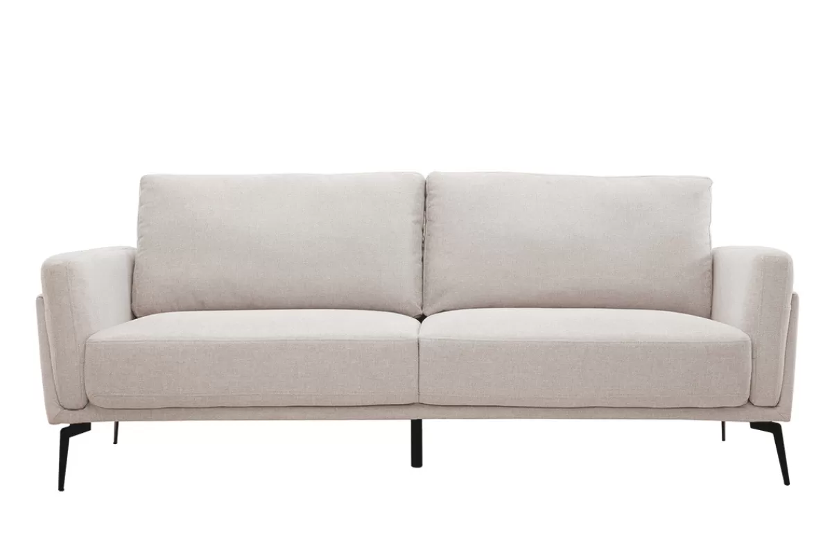 Miliboo Sofá De Diseño-Sofá moderno 3 plazas de tejido efecto aterciopelado texturizado beige MOSCO