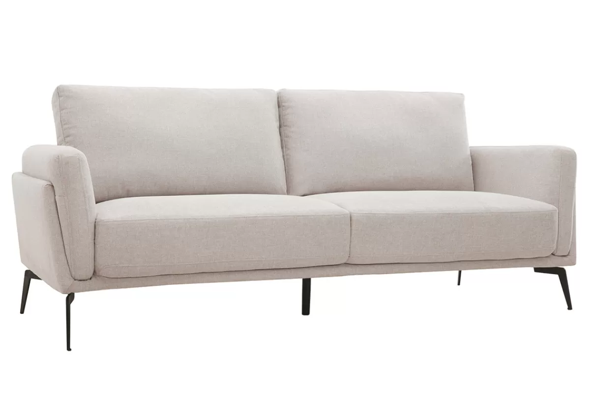 Miliboo Sofá De Diseño-Sofá moderno 3 plazas de tejido efecto aterciopelado texturizado beige MOSCO