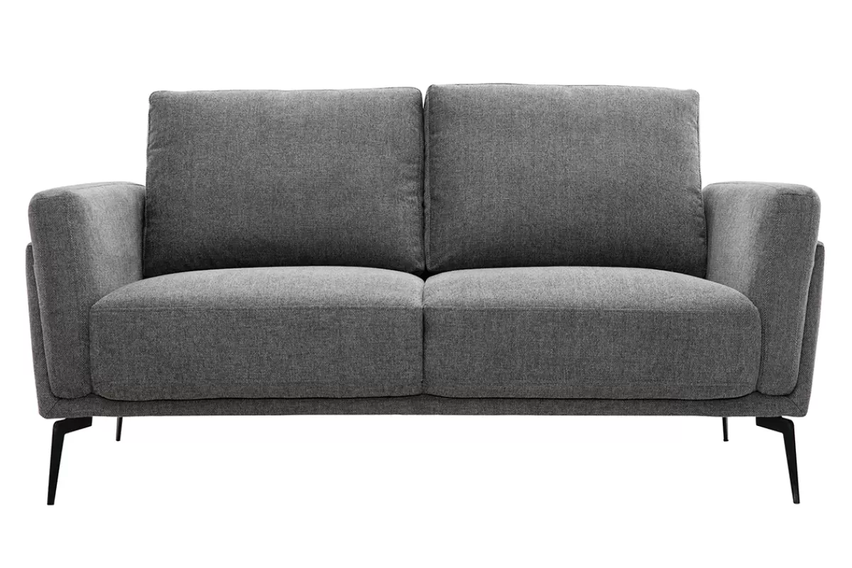 Miliboo Sofá De Diseño-Sofá moderno 2 plazas de tejido efecto aterciopelado texturizado gris MOSCO