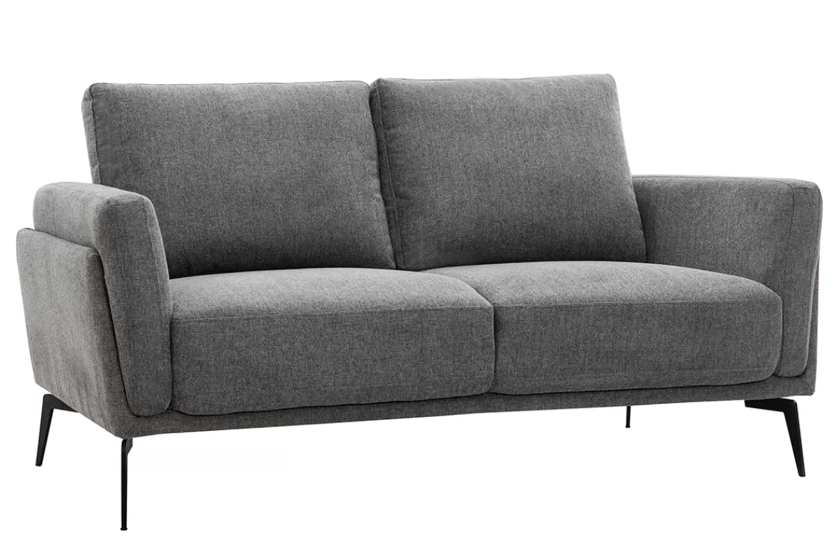 Miliboo Sofá De Diseño-Sofá moderno 2 plazas de tejido efecto aterciopelado texturizado gris MOSCO