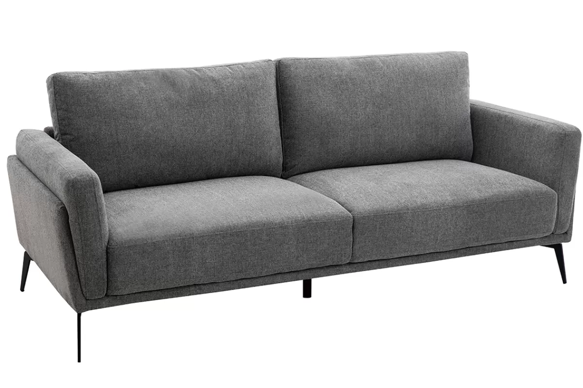 Miliboo Sofá De Diseño-Sofá moderno 3 plazas de tejido efecto aterciopelado texturizado gris MOSCO