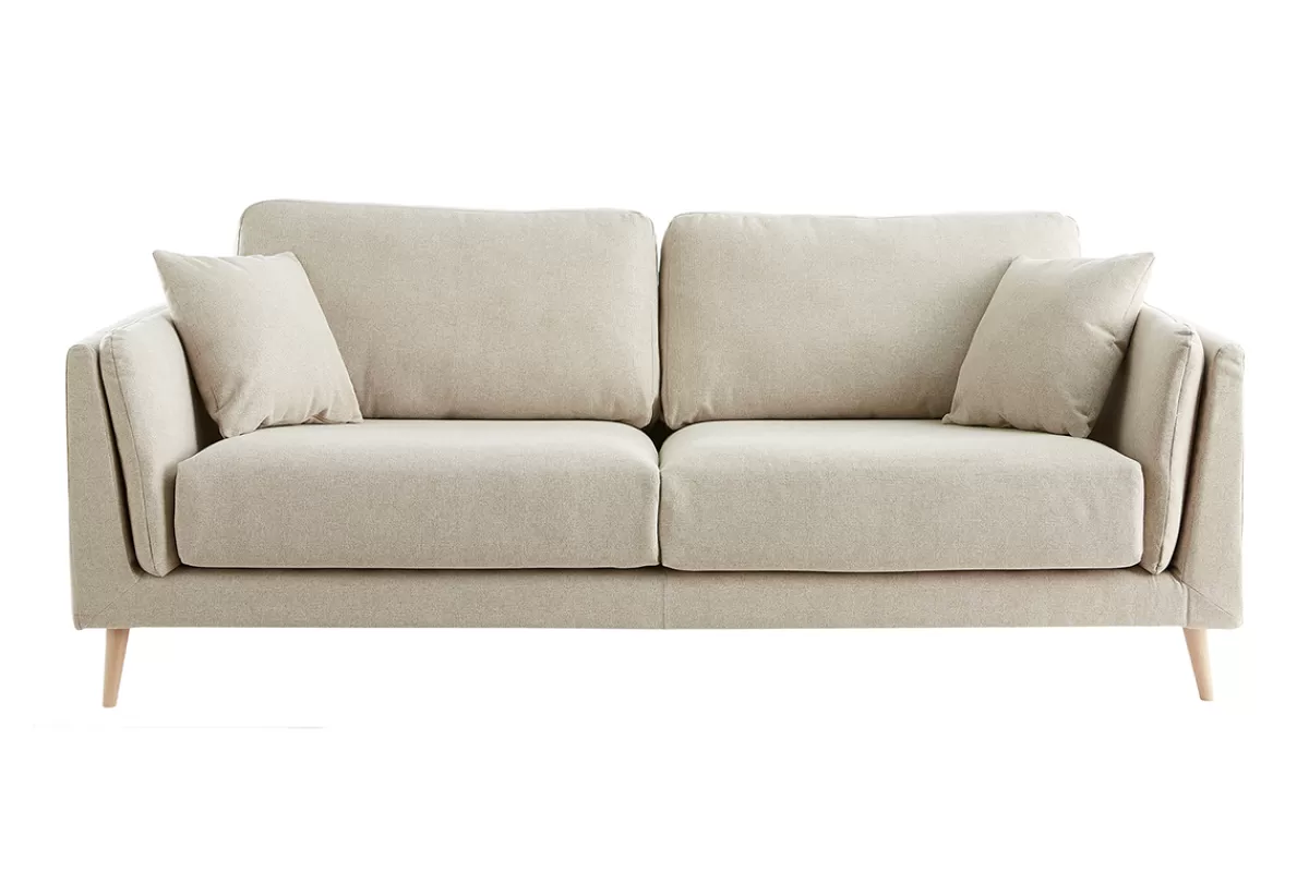 Miliboo Sofá De Diseño-Sofá moderno 3 plazas de tela beige natural VOGUE