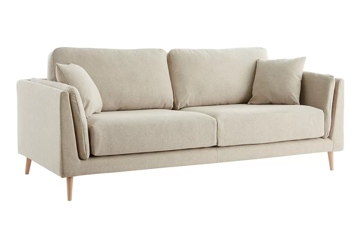 Miliboo Sofá De Diseño-Sofá moderno 3 plazas de tela beige natural VOGUE
