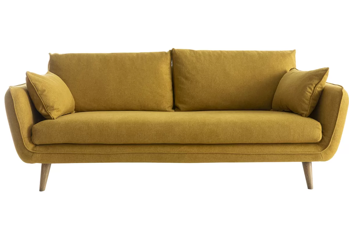 Miliboo Sofá De Diseño-Sofá nórdico 3 plazas amarillo mostaza CREEP