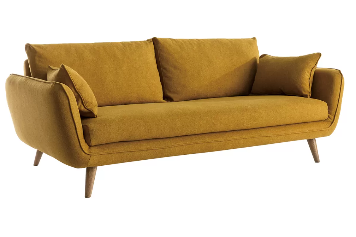 Miliboo Sofá De Diseño-Sofá nórdico 3 plazas amarillo mostaza CREEP