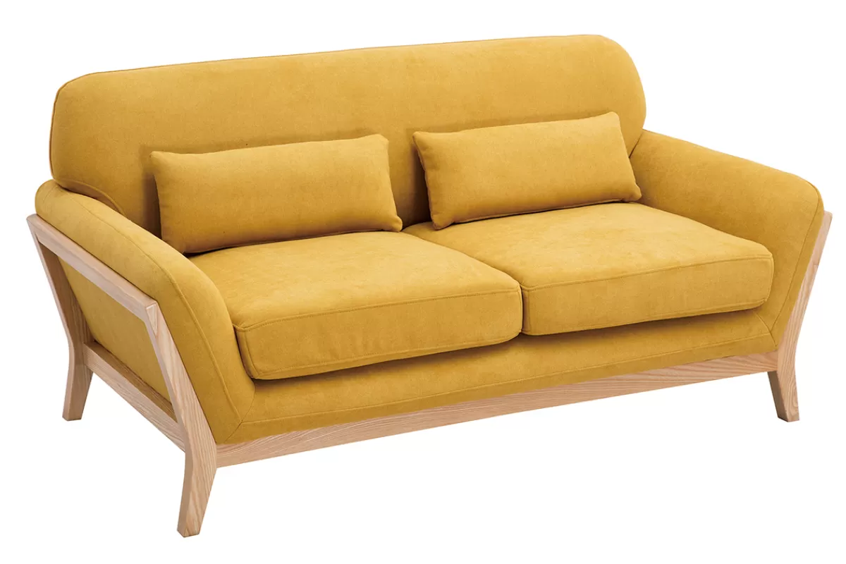 Miliboo Sofá De Diseño-Sofá nórdico 2 plazas amarillo mostaza YOKO