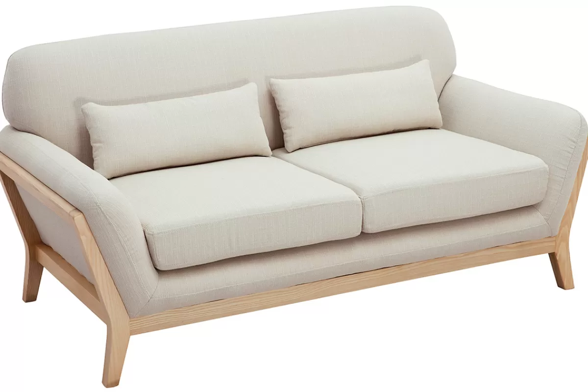 Miliboo Sofá De Diseño-Sofá nórdico 2 plazas beige madera YOKO