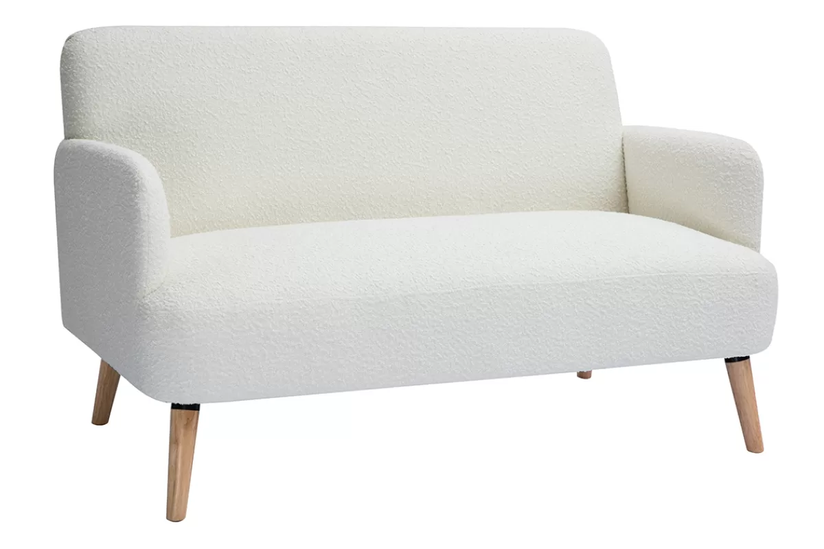 Miliboo Sofá De Diseño-Sofá nórdico 2 plazas de borreguillo y madera clara ISKO
