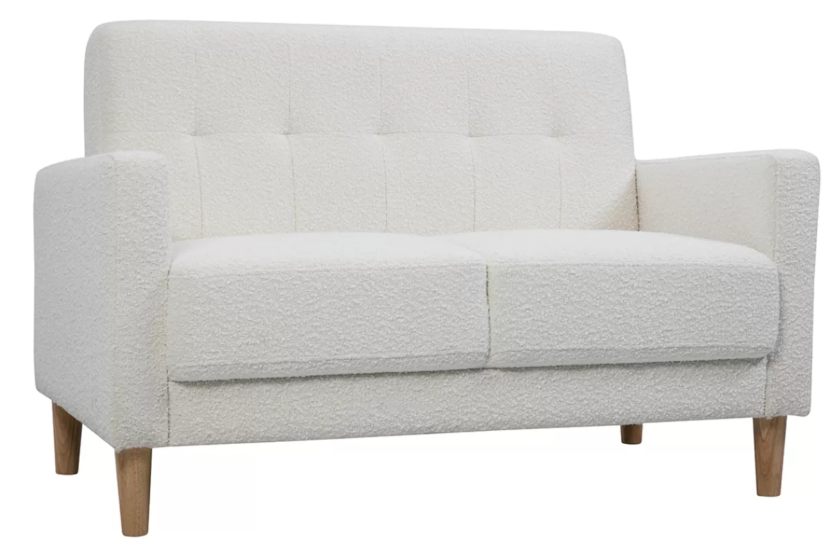 Miliboo Sofá De Diseño-Sofá nórdico 2 plazas de borreguillo y madera clara MOON